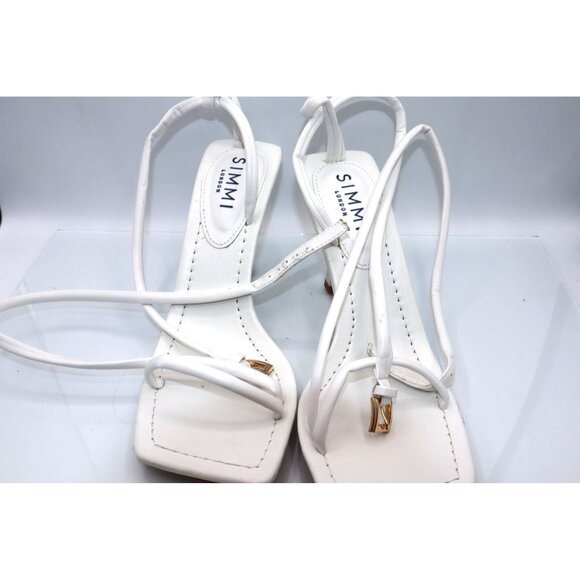 Simmi London White Strappy Heeled Squared Gladiator Sandals Size 4 Stilleto - Picture 1 of 6